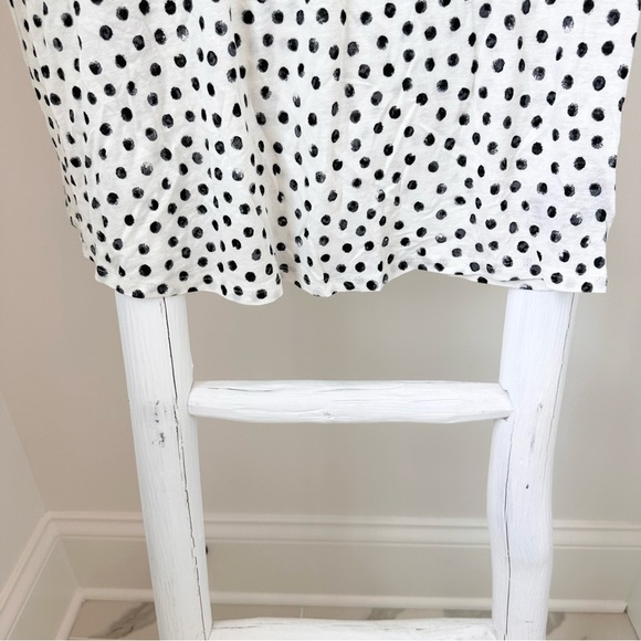 Who What Wear Cream and Black Polka Dot Linen Blend Short Sleeve Shirt Sz L - Picture 5 of 9
